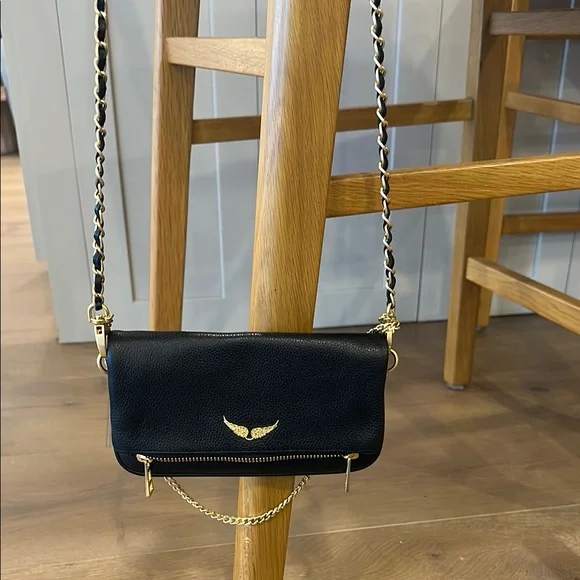 Zadig & Voltaire rock nano clutch, Black Crossbody Bag with Gold Accents - Picture 4 of 5